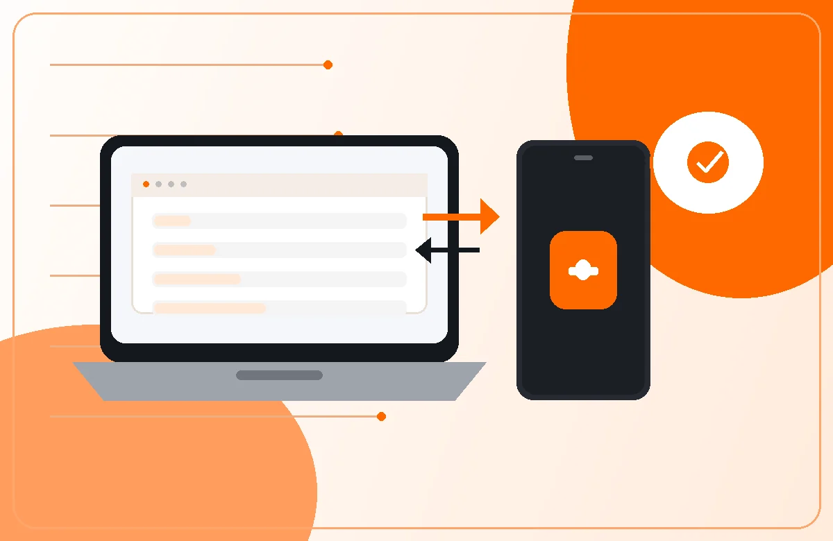 Abstract download and device transfer visual for Mi Flash Tool